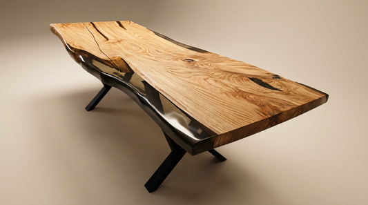 Massivholztisch aus Kastanie mit Epoxidharz