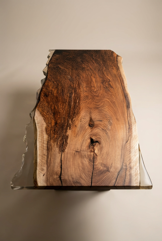 Massivholztisch aus Walnuss mit Epoxidharz