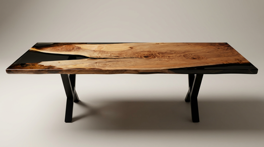 Massivholztisch aus Walnuss mit Epoxidharz