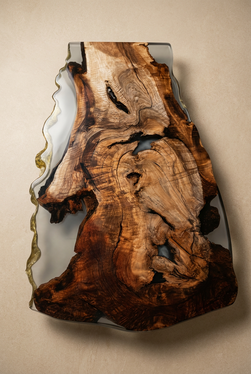 Massivholztisch aus Walnuss mit Epoxidharz